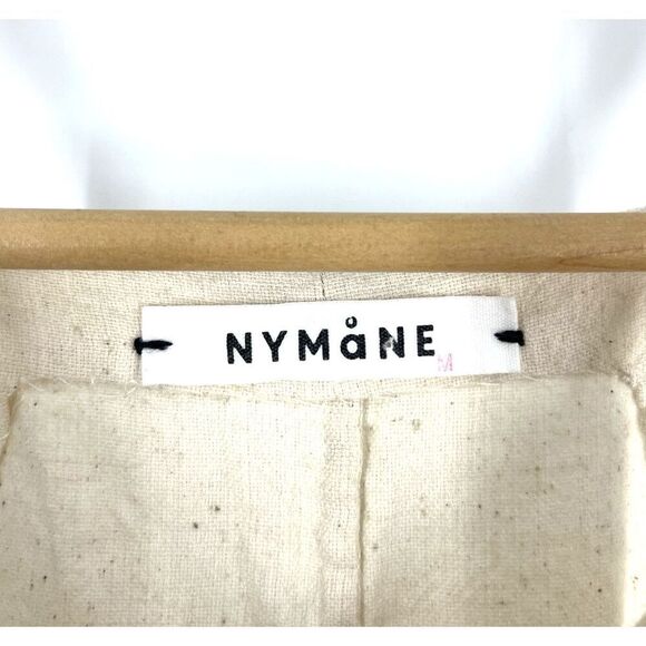 NyMane Dress Size Medium Natural Cream Lea Stripe Black Undyed Kala Cotton Midi - Picture 4 of 8